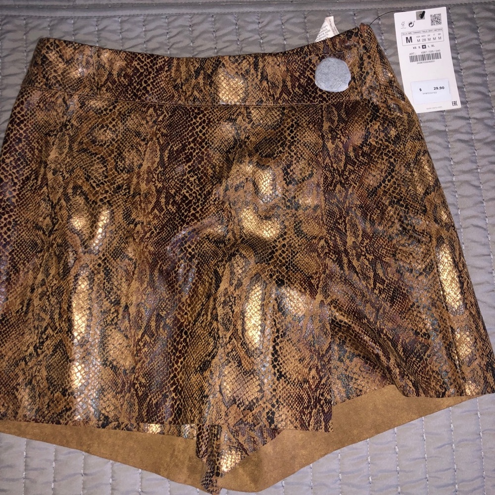 Zara Bronze Snakeskin Skort